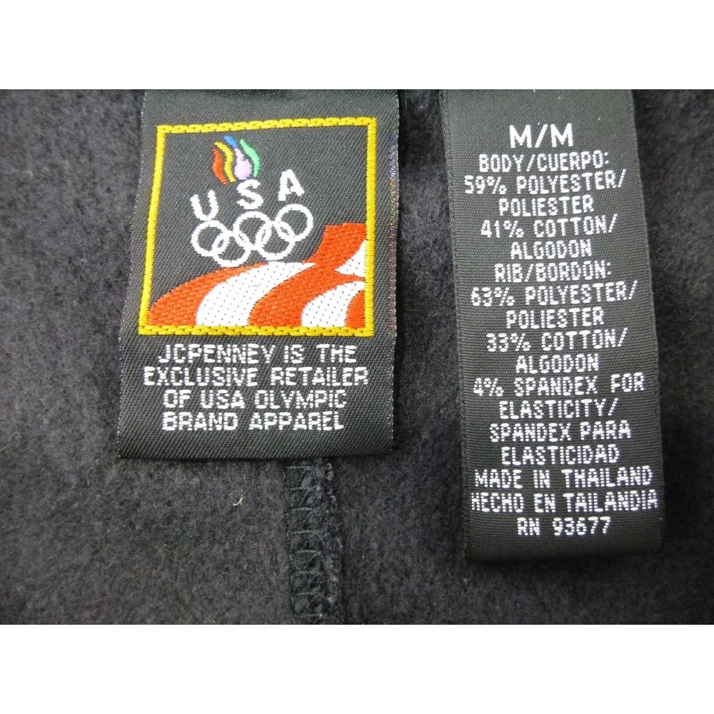 Vtg JC Penny USA Olympic 1/4 Zip Pullover Men's Medium Green Fleece Sweater 90's - Picture 4 of 11